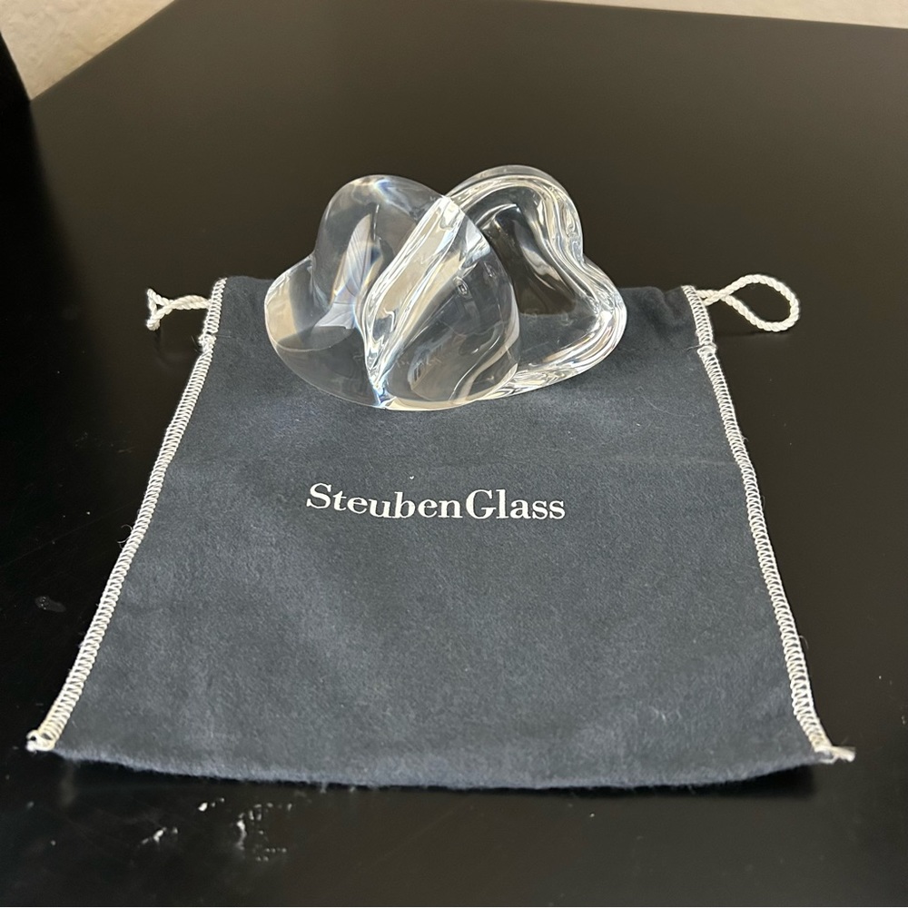 Steuben Art Glass “In Love” Crystal Hearts. NWOT